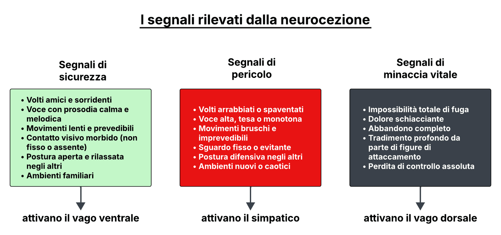 La tavola illustra i diversi segnali che attivano la neurocezione